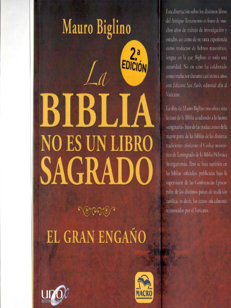 La Biblia No Es Un Libro Sagrado El Gran Engaño (Nueva Sabiduría ...