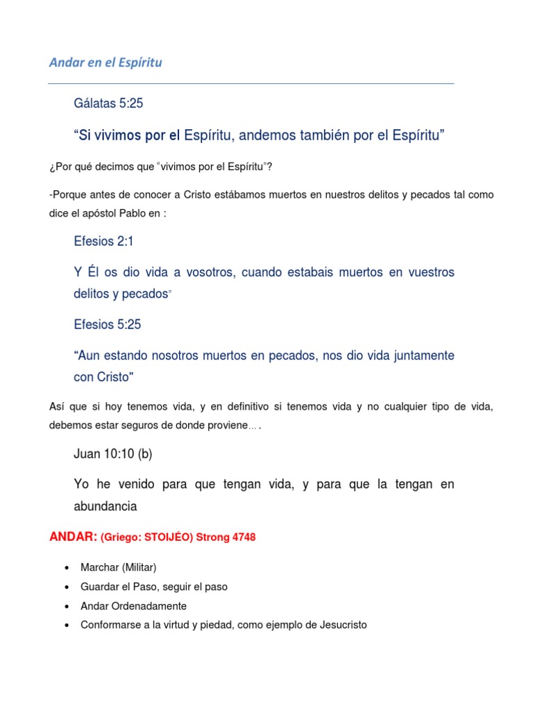 Andar En El Espíritu Pdf Pablo El Apóstol Espíritu Santo