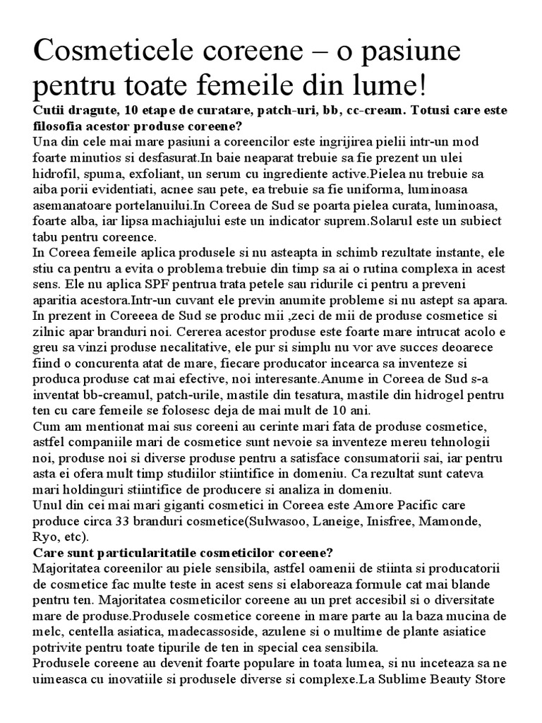 Cosmeticele Coreene | PDF
