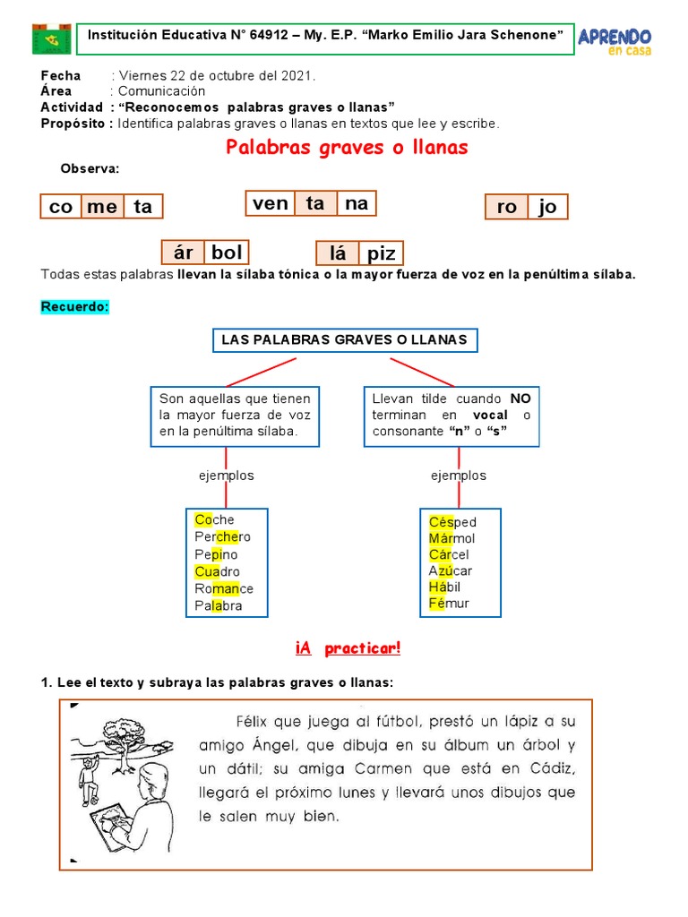 Palabras Graves o Llanas | PDF | Sílaba | Lingüística