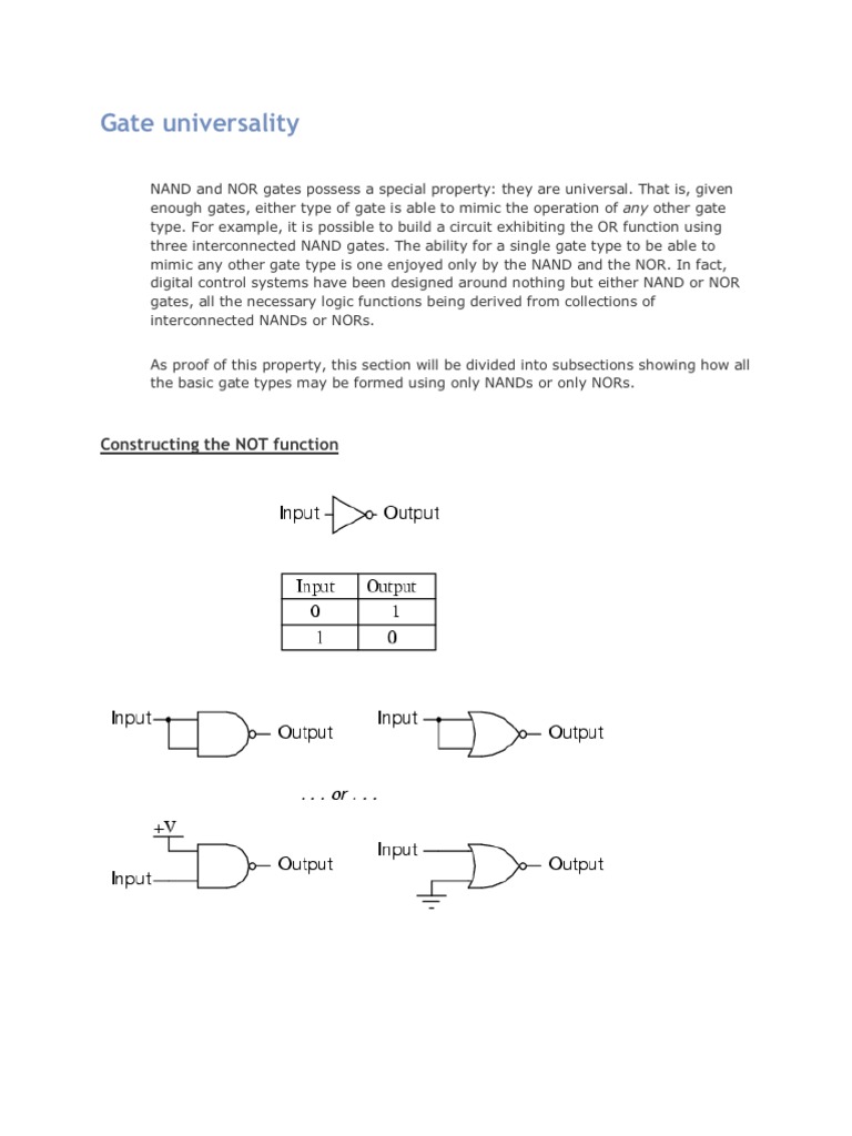 Universality of Logic Gates PDF Cmos Electronic Circuits
