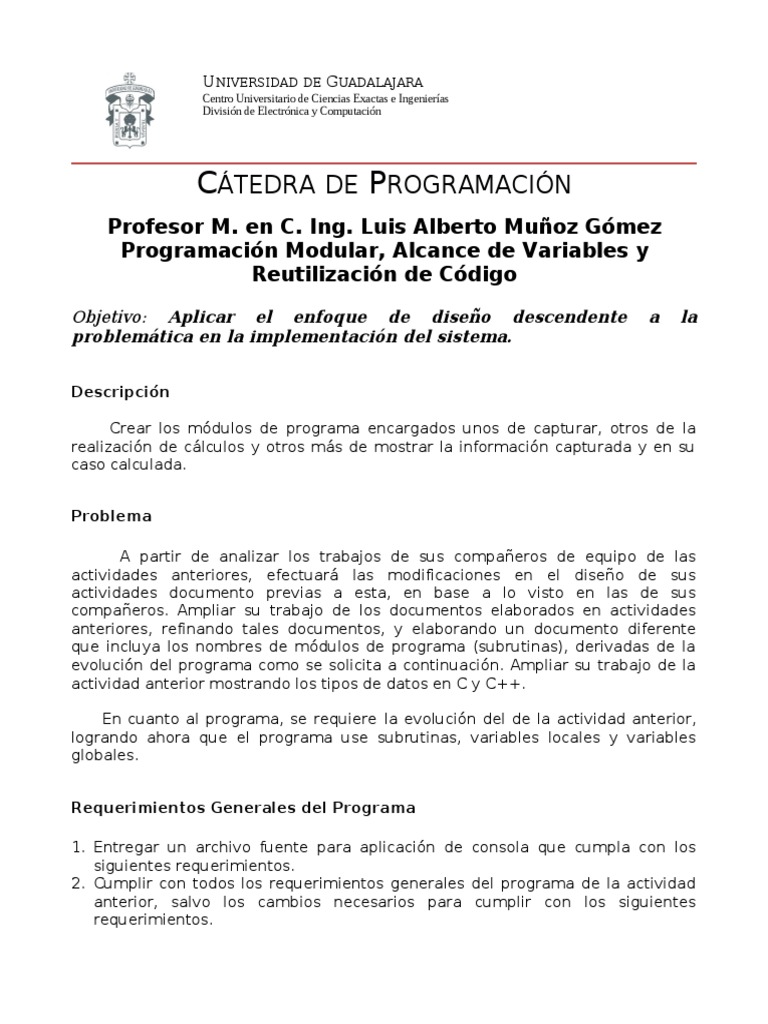 Programación Modular en C y C++ | PDF | Métodos y materiales de ...