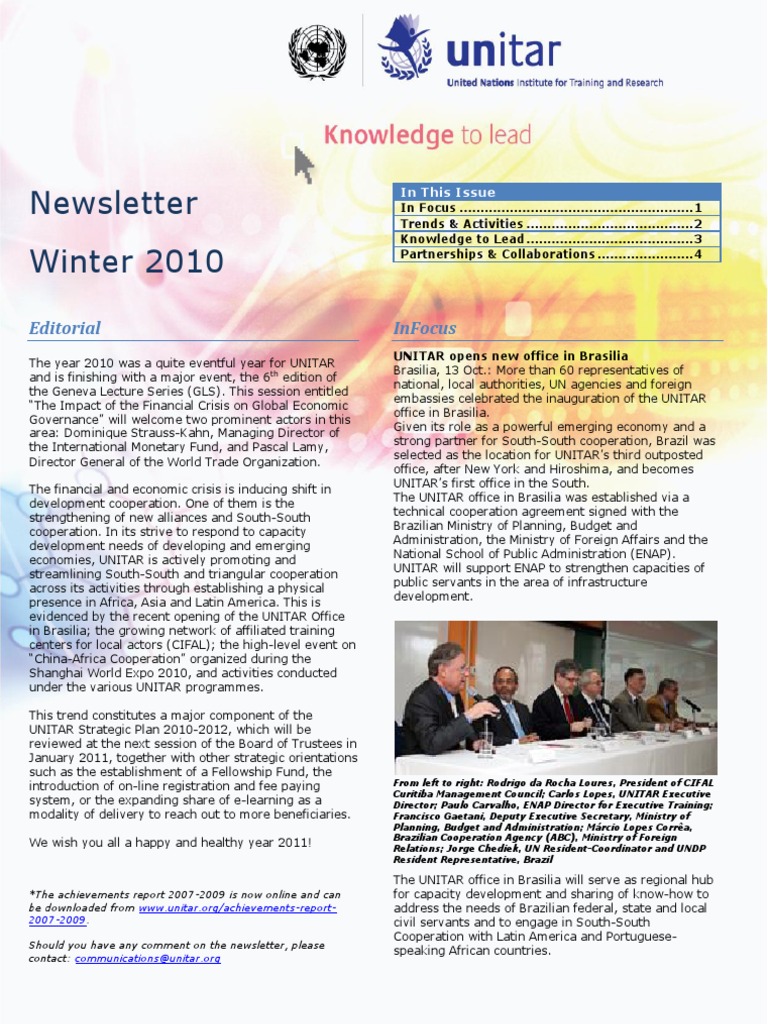 Newsletter Winter 2010 | PDF | United Nations Conference On Trade And ...