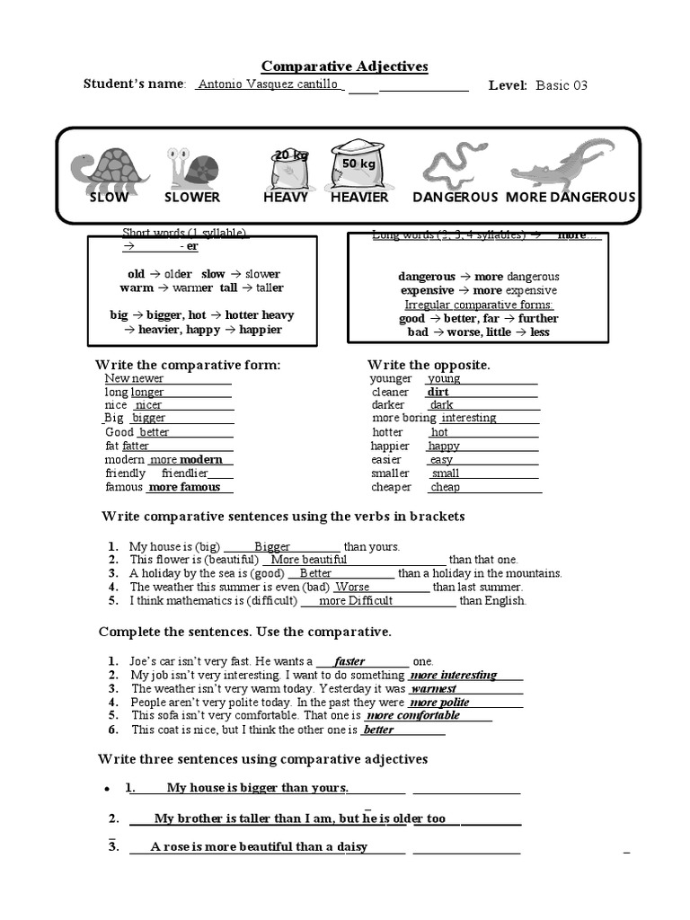Understanding Comparative Adjectives | PDF | Linguistics | Cognitive ...