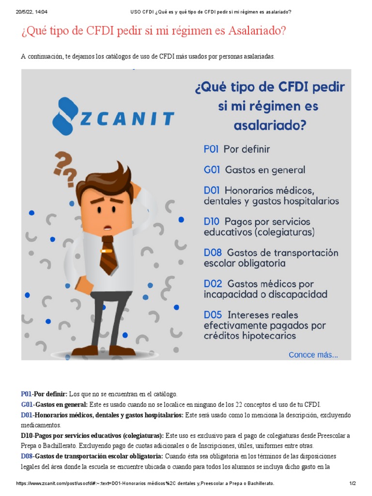 Usos de CFDI para Asalariados | PDF | Negocios | Derecho