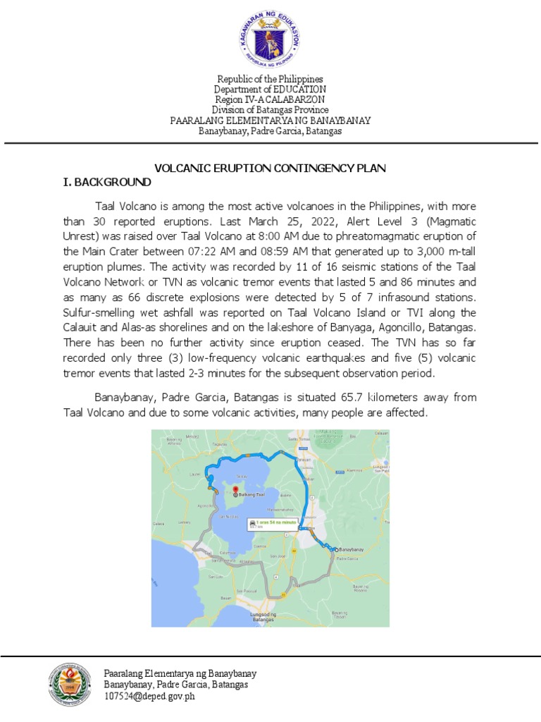 Volcanic Eruption Contingency Plan | PDF | Volcano | Volcanic Ash