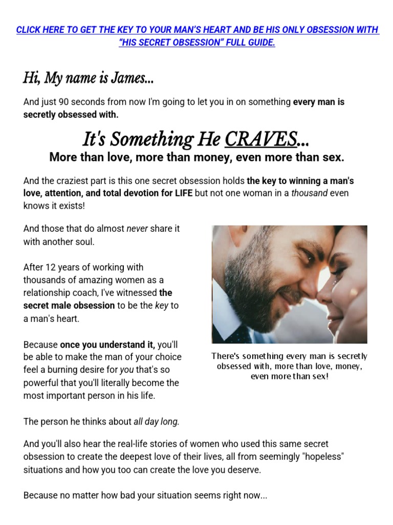His Secret Obsession The Key To Every Man's Heart PDF Love