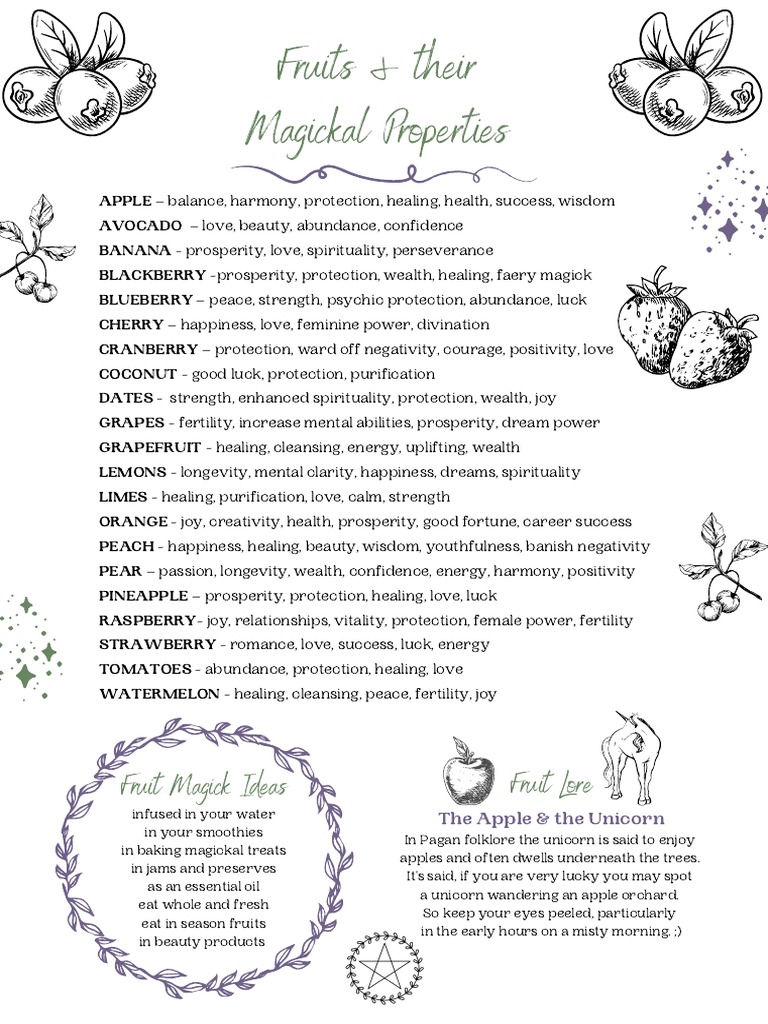 Fruits Magickal Properties Chart | PDF
