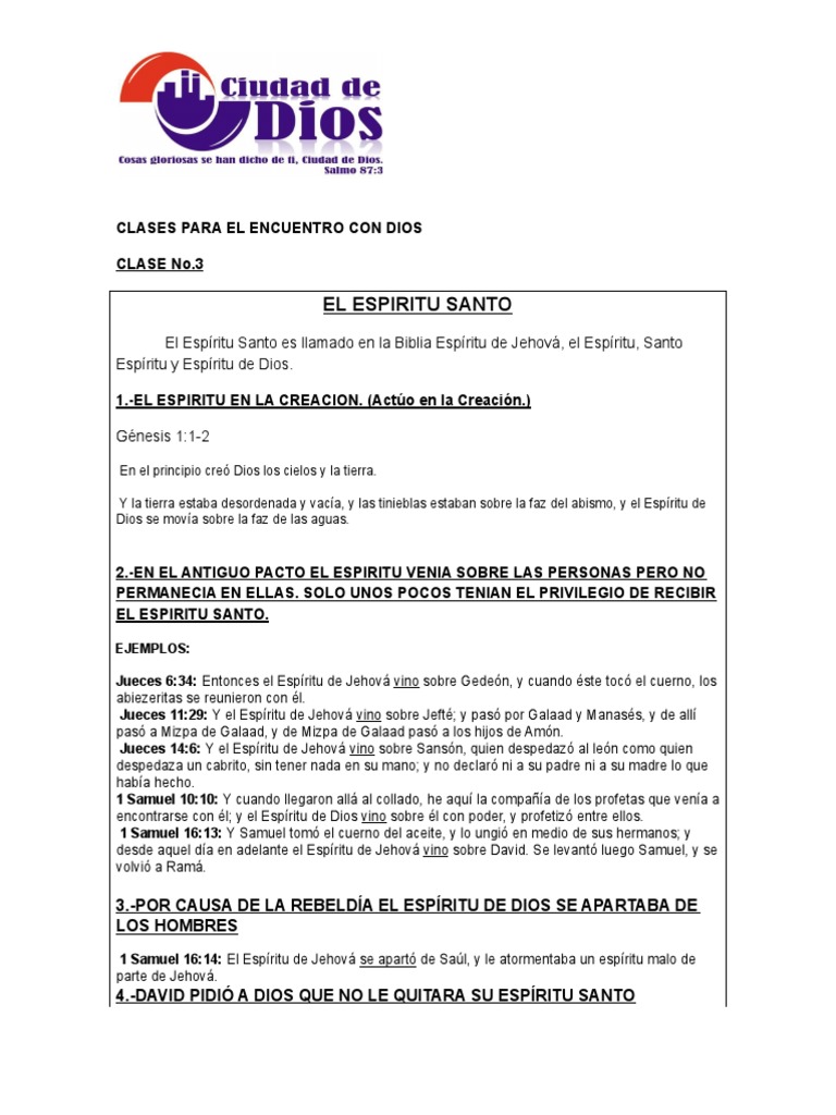 Encuentro Con Dios - Clase3 - El Espiritu Santo | PDF | espíritu Santo ...