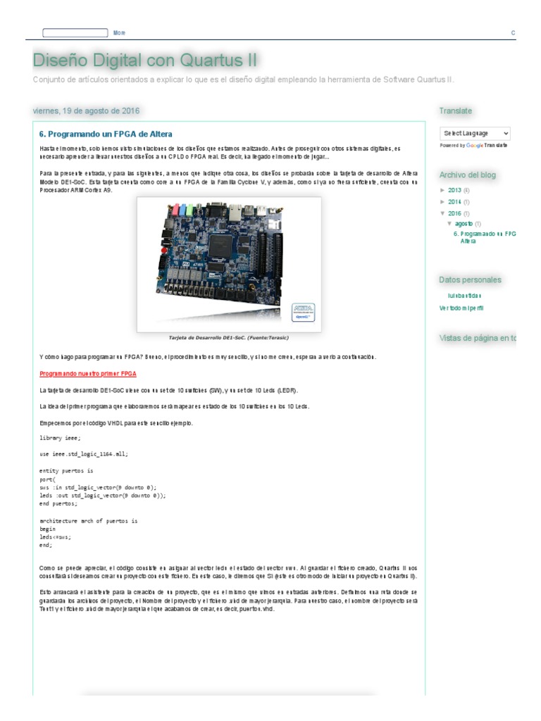 Programación de FPGA con Quartus II | PDF | Arreglos de compuertas ...
