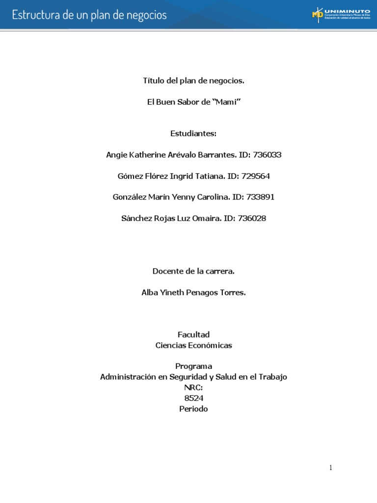 Actividad 4 Estructura de Un Plan de Negocio | PDF | Producto (Negocio ...