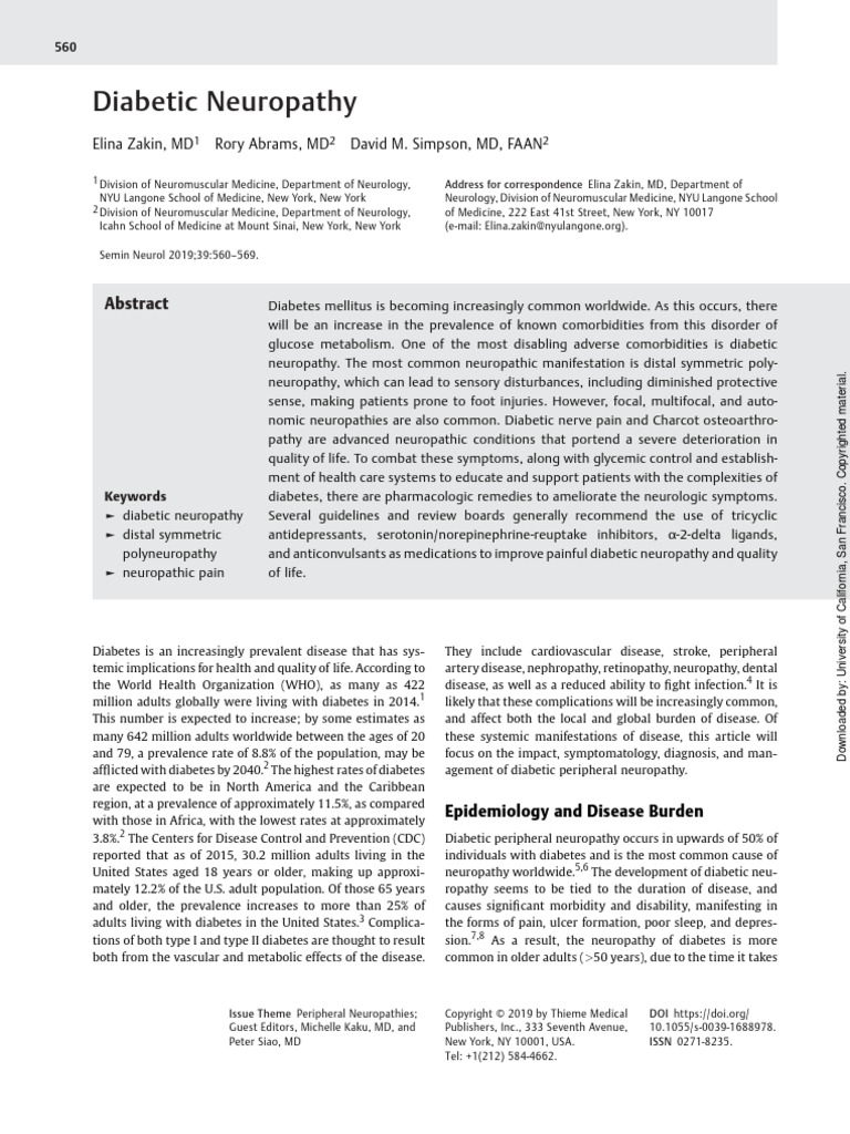 Diabetic Neuropathy | PDF | Peripheral Neuropathy | Analgesic