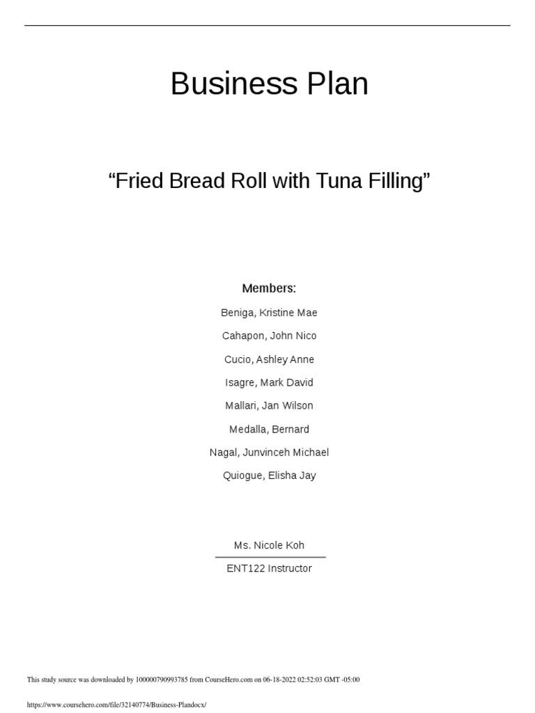 Business Plan PDF Breads Foods