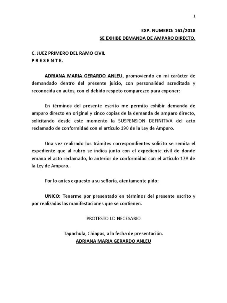 Amparo Directo y Artículo 190 Ley Amparo | PDF | Ley procesal | Caso de ley