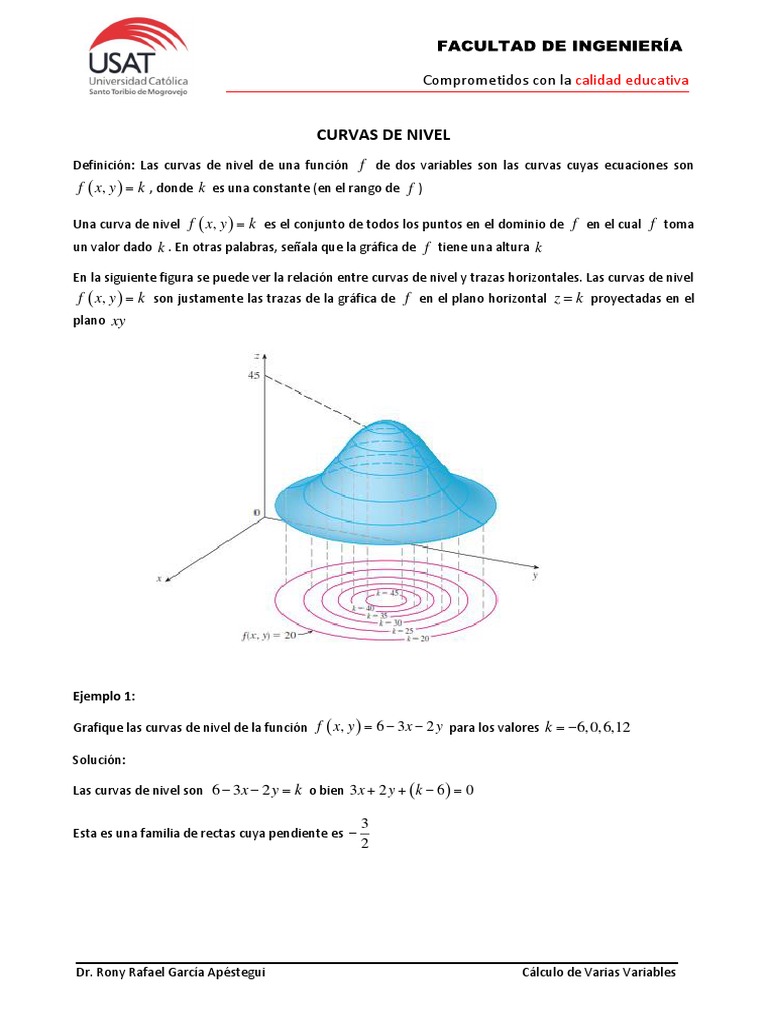 s6. Curvas y Superficies de Nivel - Ejercicios | PDF | Ecuaciones | Curva