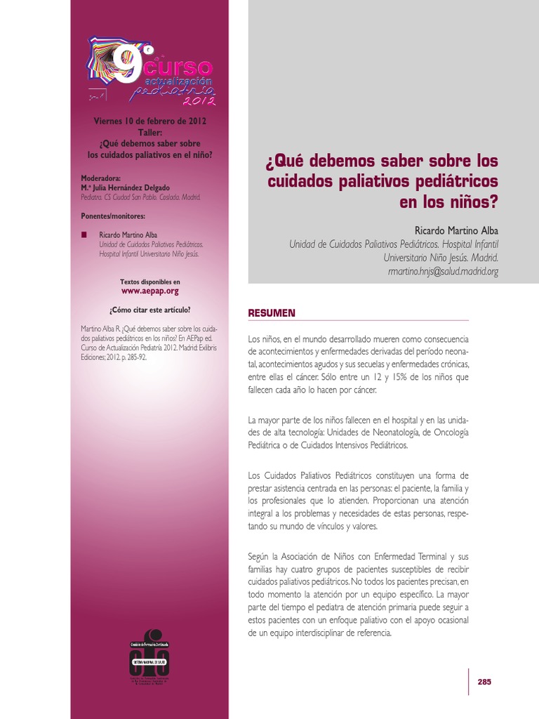 Qué Debemos Saber Sobre Los Cuidados Paliativos Pediátricos En Los
