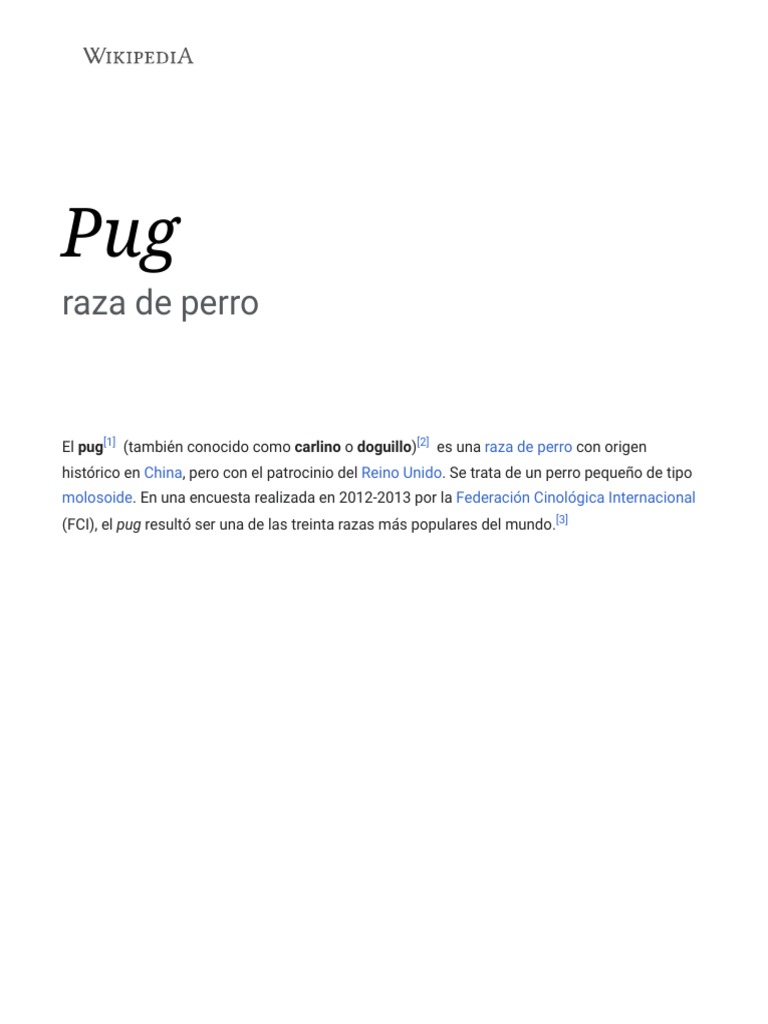 Pug - Wikipedia, La Enciclopedia Libre | Descargar gratis PDF ...
