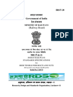 IRS T-28-1973 Indian Railways Standards Specifications For High Tensile Fish Bolts and Nuts