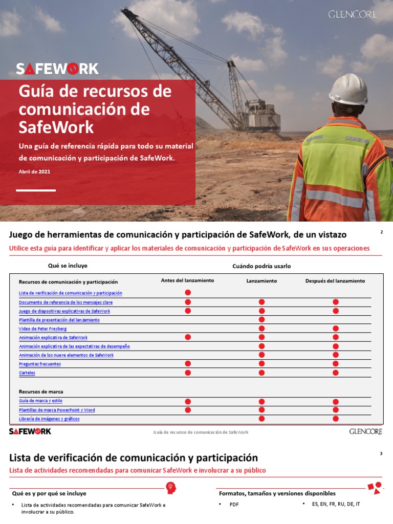 SafeWork CRG Guía de Recursos de Comunicación Master ES | PDF ...