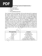 Branching Control Statements