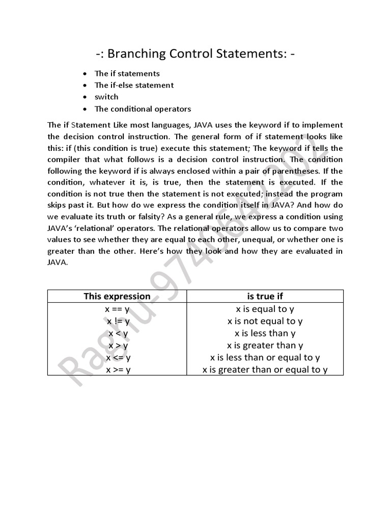 Understanding Java Control Statements | PDF | Computer Programming ...