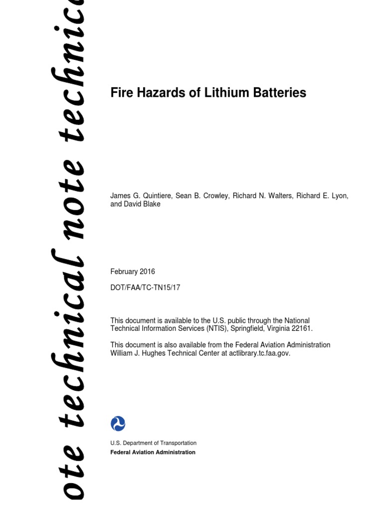 Fire Hazards of Lithium Batteries PDF Lithium Ion Battery