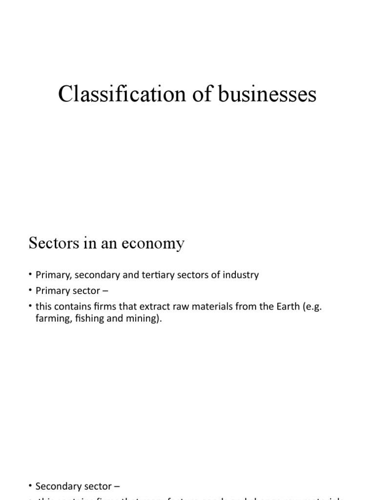 Classification of Businesses PDF
