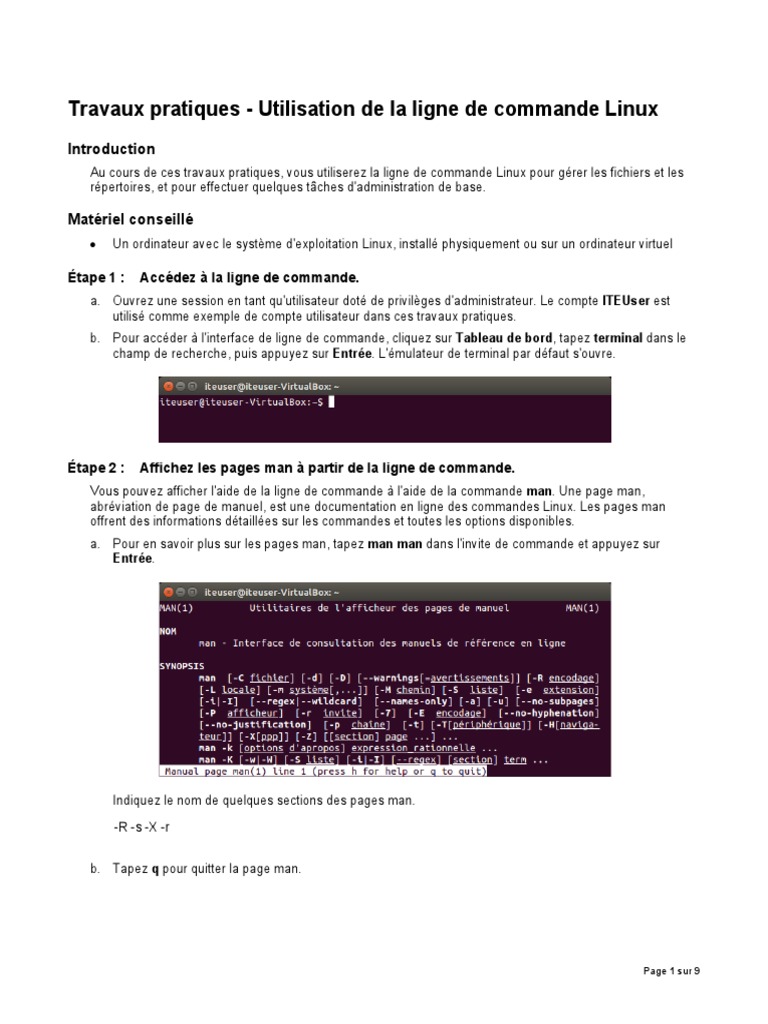 TP Commandes de Base sous Linux | PDF | Interface en ligne de commande ...