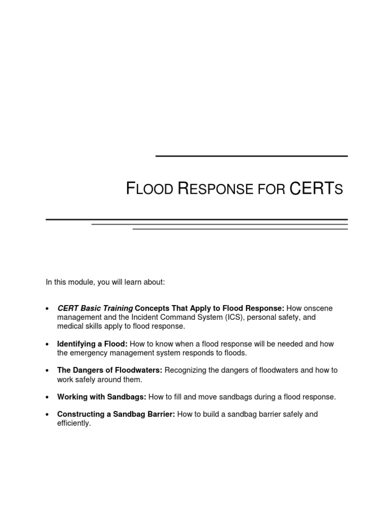 Cert Floodresponseforcerts PM | PDF | Flood | Hypothermia