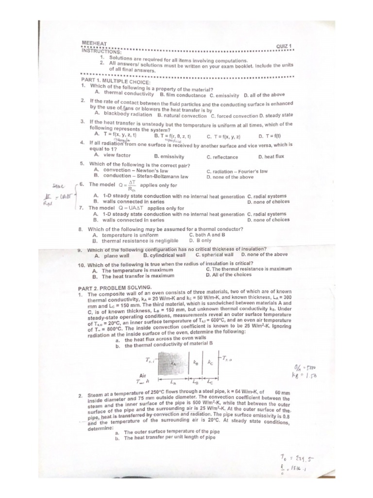Heat Transfer Quiz 1 PDF