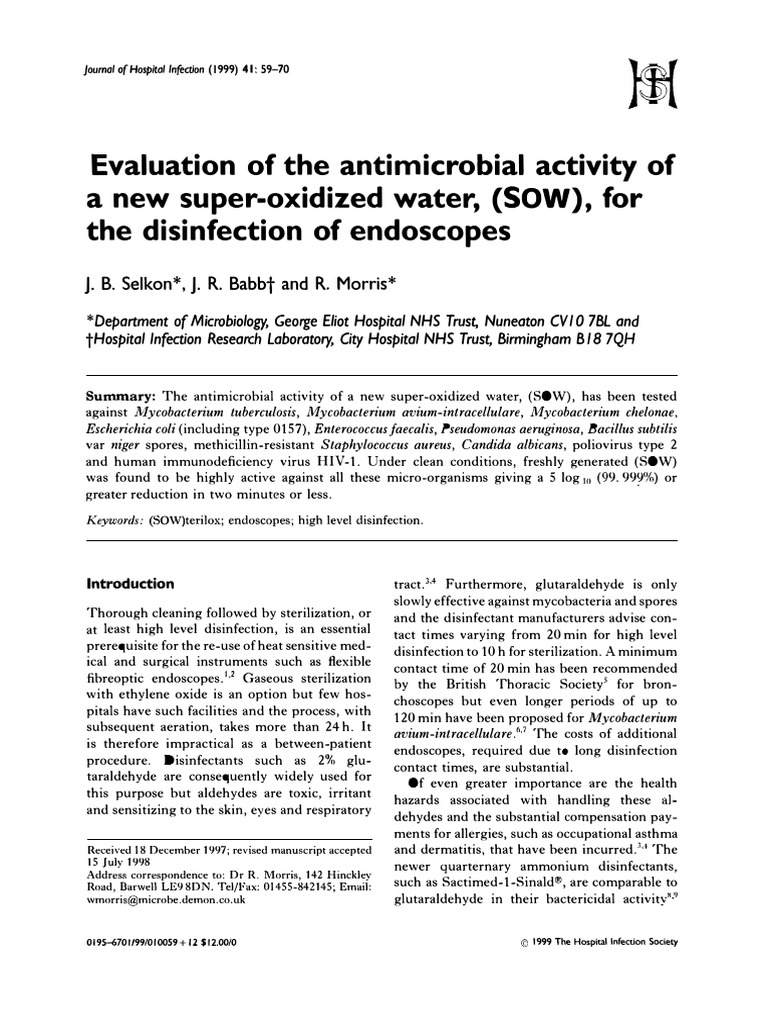 Endoscope Disinfection by Sos PDF Disinfectant Antimicrobial
