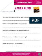 Student Worksheet Sorcha Africa Alive