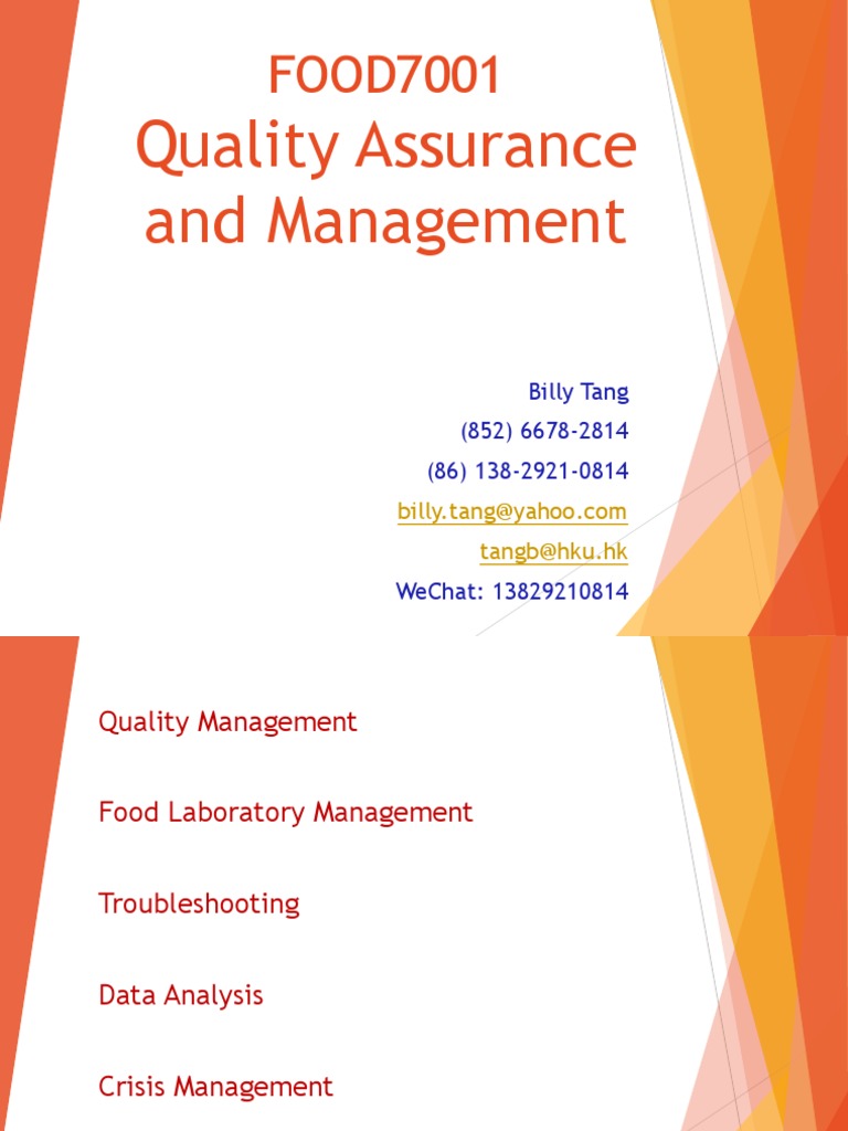 Quality Assurance and Management: A Comprehensive Guide to Food Safety ...