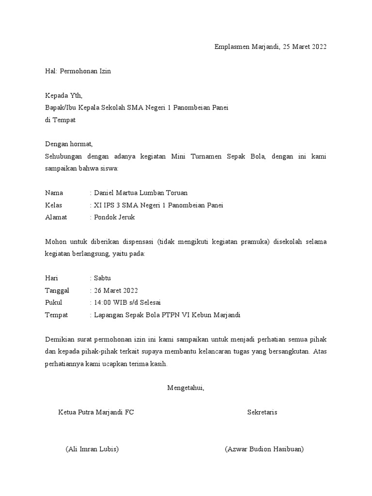 Surat Ijin | PDF