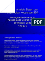 SA-6021 Analisis Sistem Dan Pengambilan Keputusan (Pemograman Dinamik Dan Aplikasi Pada Operasi Waduk) - Minggu Ke-9