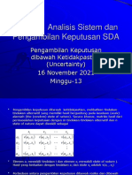 SA-6021 Analisis Sistem dan Pengambilan Keputusan SDA (Analisis Keputusan dibawah Ketidakpastian) - minggu ke-13