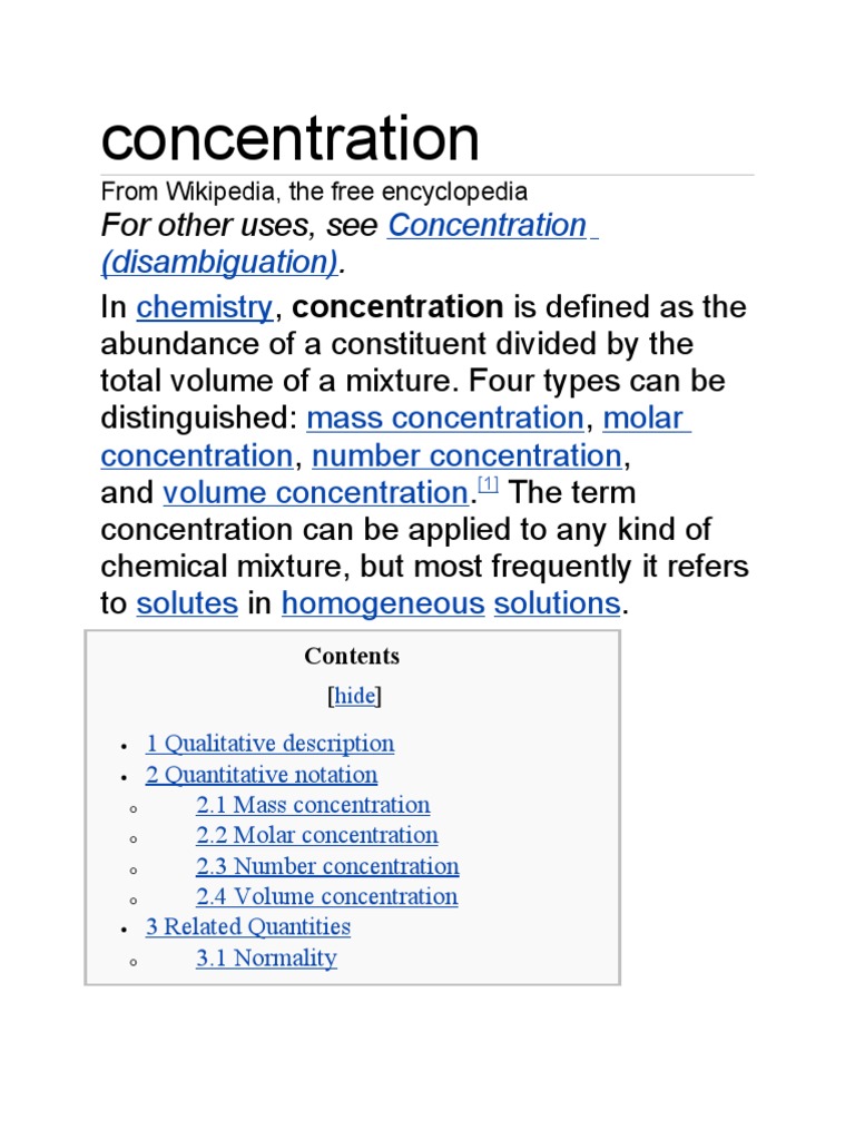 Concentration Molar Ratio | Concentration | Solution