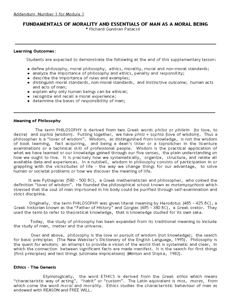 Addendum I 1 | Download Free PDF | Morality | Free Will