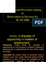 Constitutional provisions on SC/ST/OBC reservation in services