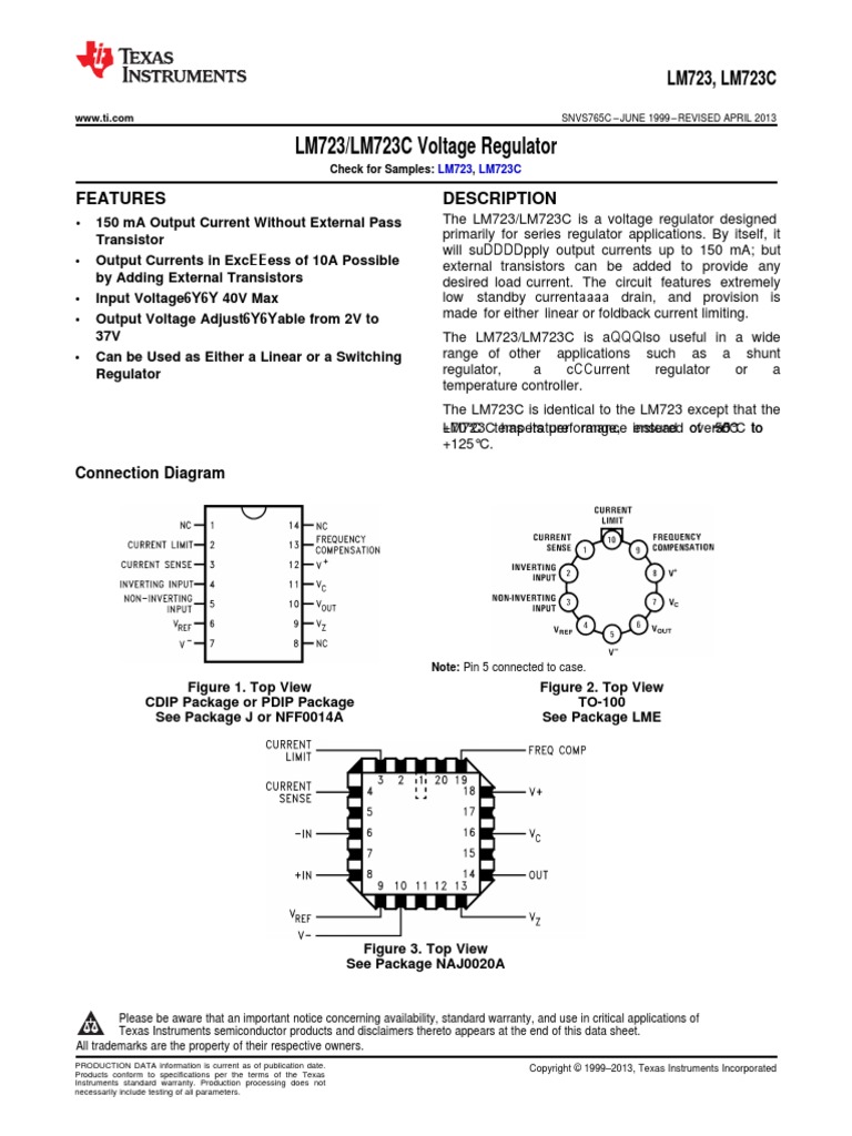 LM723/LM723C Voltage Regulator: Features Description | PDF | Amplifier ...
