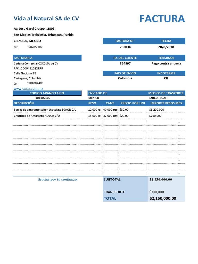 Ejemplo de Factura Comercial Mexicana | PDF
