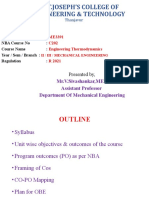 Engineering Thermodynamics COs, POs and OBE Plan