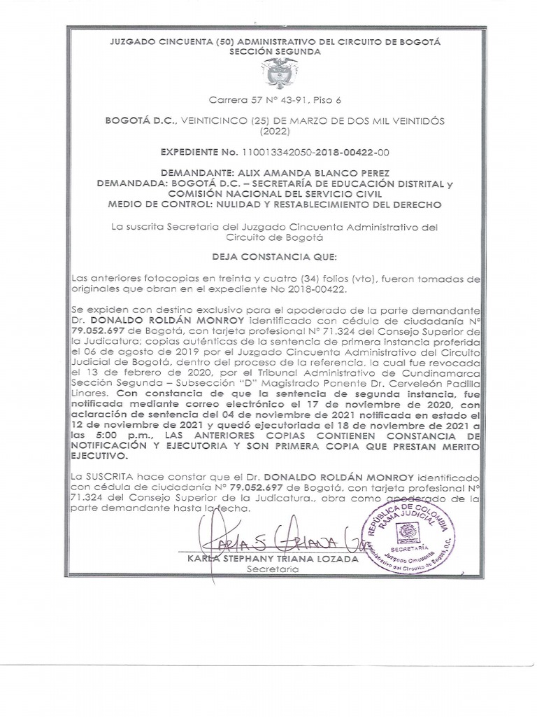 Sentencia Ejecutoriada | PDF