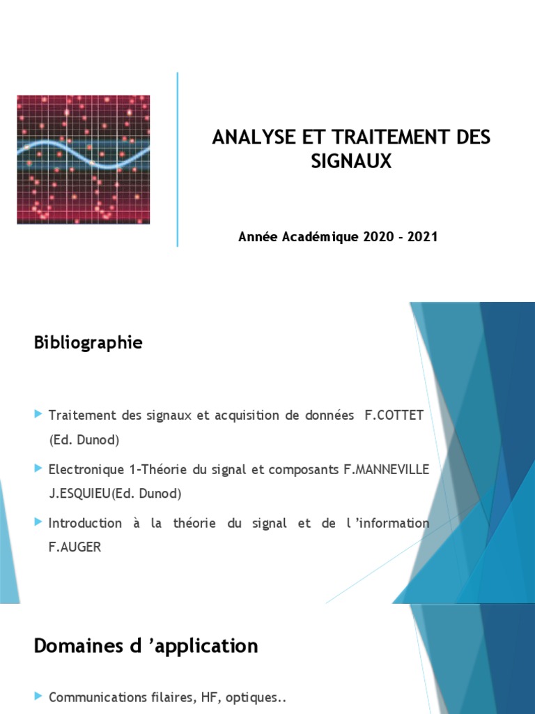 Analyse des Signaux et Traitements | PDF | Électronique | Filtre ...
