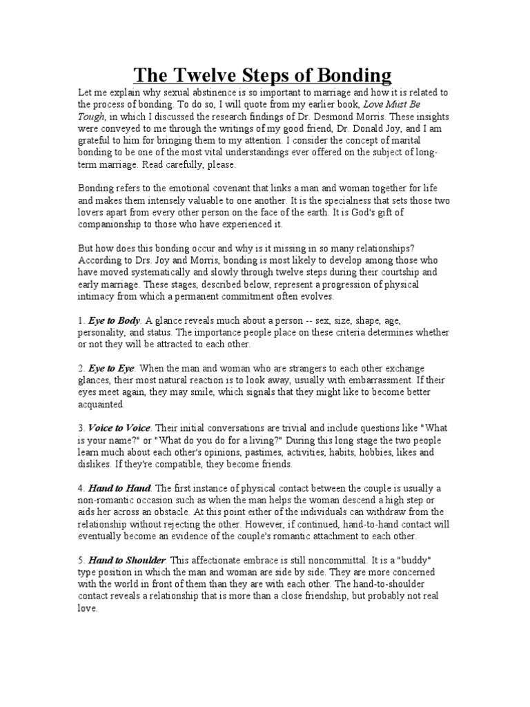 The Twelve Steps of Bonding Intimate Relationships Marriage