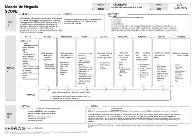 Modelo de Negocio SCOPE - Plantilla | PDF | Marketing | Las compras en ...