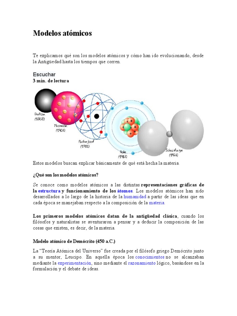 Modelos Atómicos | PDF | Átomos | Núcleo atómico