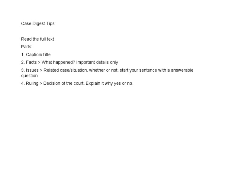 Case Digest Tips | PDF