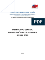 Gobierno Regional Junín: - Instructivo General-Formulación de La Memoria ANUAL 2020