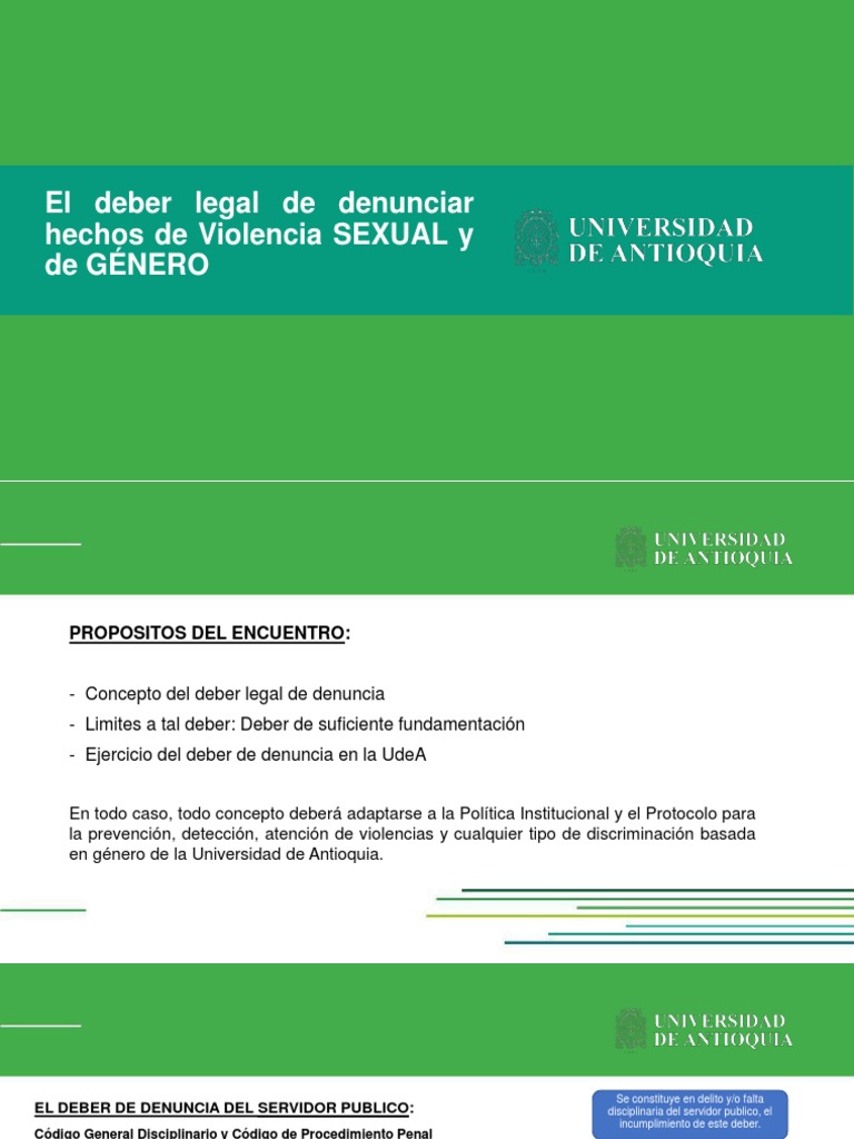 El Deber Legal de Denunciar Hechos de Violencia SEXUAL y de GÉNERO ...